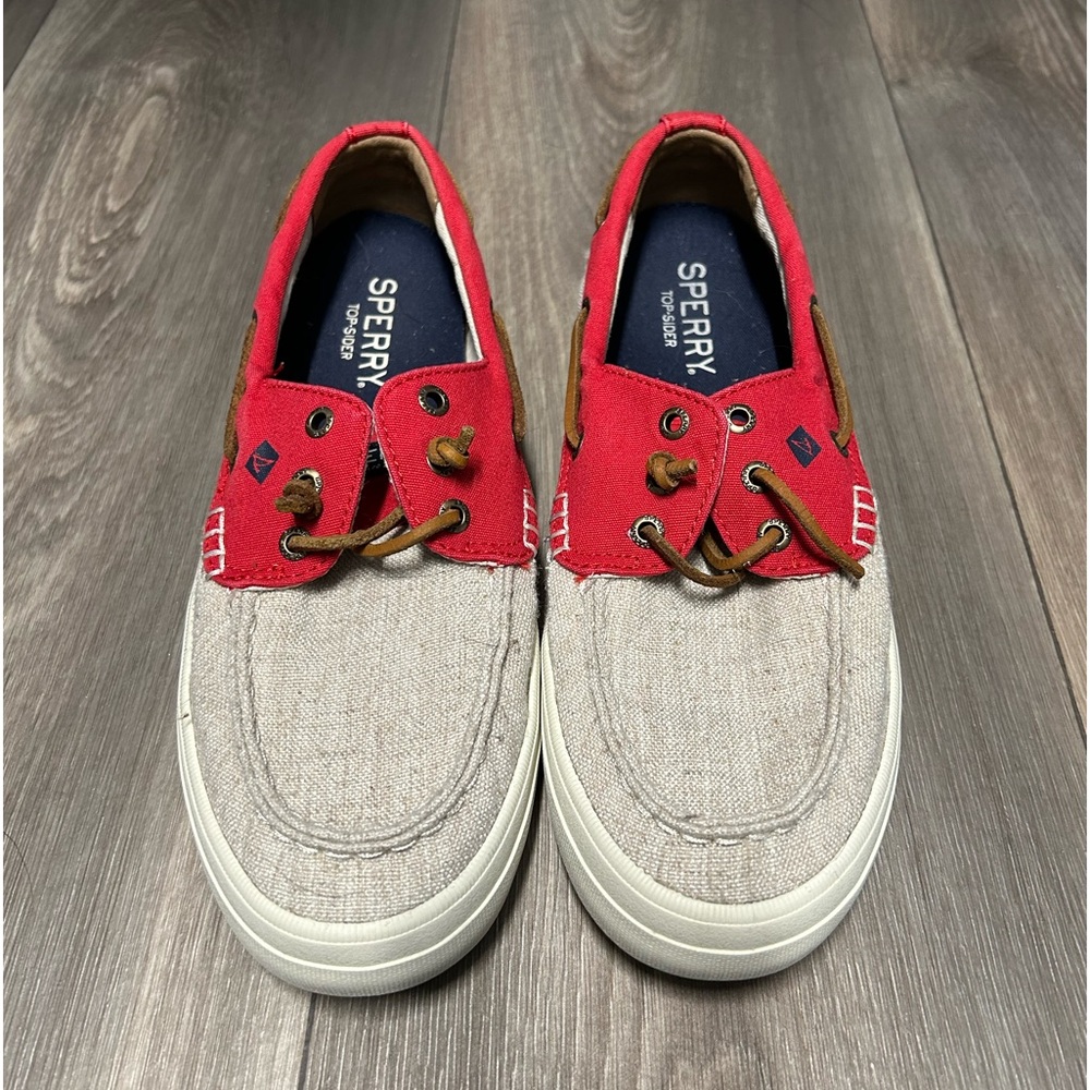 White & Red Sperry Boat shoes